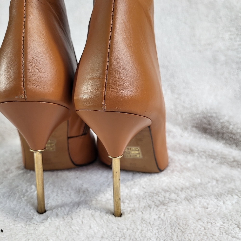 l'intervalle Ankle Boots w/ Gold Accent High Heels in Chestnut Nubuck 39/ US 8.5 - Picture 9 of 14